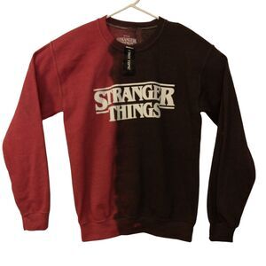 Stranger Things Hot topic crew neck sweatshirt mens S small black red netflix